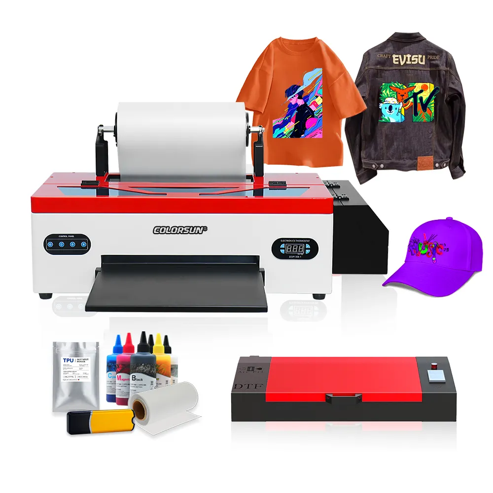 COLORSUN film jet machine digital inkjet dtf printer L1800 print head heat transfer dtf digital printer for new diy t-shirt