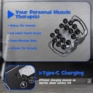 16 <b>Heads</b> OEM Custom Logo <b>Electric</b> Portable Percussion <b>Massage</b> Gun Brush Motor 1800mAh Battery 6-8H Runtime Speed Control Body - Product Image 3