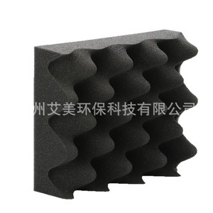 Algodón Acústico Corrugado Negro para Paneles Acústicos 30x30x5cm Diseño Industrial - Product Image 2