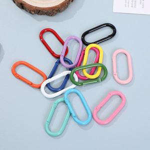 Wholesale High Quality Metal Keychain Oval Ring Spring Buckle DIY Accessories Colorful Carabiner Pendant for <b>Bag</b> Decor - Product Image 3