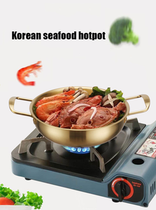 Seadfood <strong>Paella</strong> <strong>Pans</strong> Golden Cooking Non Stick Stainless Steel Double Ear Korean Handle Pot Frying <strong>Pan</strong> - Product Image 2
