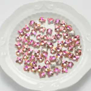 9X10MM 200 pièces/sac sirène larmes Rose vente chaude cristal Ab en vrac dos plat Non Hot Fix strass pour l'artisanat