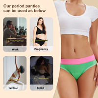 Culotte menstruelle antibactérienne pour adolescentes, 4 couches, sous-vêtements menstruels en bambou