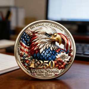 Moneda Conmemorativa Patriótica del 250 Aniversario de EE. UU. al por Mayor, Moneda Coleccionable 3D con Águila Calva y la Frase 'Nosotros <span class=keywords><strong>el</strong></span> Pueblo' - Product Image 3