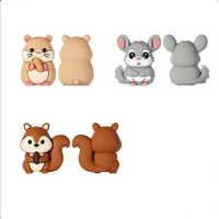 Perles en silicone 3D personnalisées en forme d'animaux, qualité alimentaire, motif dessin animé (hamster, écureuil), perles focales pour chaîne de sucette DIY, stylo perlé, porte-clés