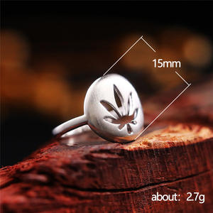 Anello in Argento F1246, Argento Sterling 925, Design Minimalista con Motivo Vegetale, Gioiello Unisex - Product Image 6