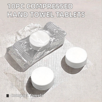 Custom Compressed Towel Tablets for Travel and Camping Disposable Mini Pocket Tissue Towels in Bulk 10 Piece Pack