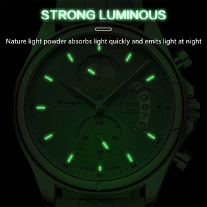 POEDAGAR 989, relojes para hombre, reloj de lujo a la moda, cronógrafo, reloj de pulsera de cuarzo de cuero, reloj deportivo informal luminoso resistente al agua para hombre - Product Image 6