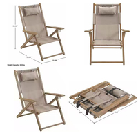 Chaise de plage pliante en bois dur, personnalisable rouge, bleu, blanc, portable, avec logo sur mesure