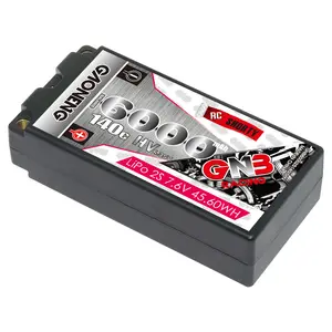 GAONENG GNB 6000MAh 2S 7.6V 140C/280C Hardcase RC SHORTY 5.0มม. แบตเตอรี่ LIHV กระสุนสำหรับรถแข่งเรือบรรทุก1/10 VS Zeee