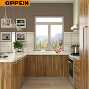 Diseño de muebles de cocina para el hogar <span class=keywords><strong>en</strong></span> forma de U con acabado de melamina de grano de madera - Product Image 2