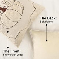 Housses de coussins d'automne beige orange citrouille |   Fausse fourrure jacquard, fermeture éclair invisible, doux pour la peau, lavable en machine