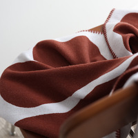 Mignon Vache Jacquard Raschel Couverture Couette Légère avec Belles Feuilles Tricotées Jeté pour Lit ou Canapé Tacheté Conception