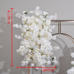 Fila de flores de seda de alta calidad, mezcla de rosas, orquídea colgante, corredor de flores blancas para Arco, decoraciones de boda - Product Image 6