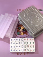 Set Mahjong Ungu Berkualitas Tinggi untuk Penggunaan di Rumah, Ubin Mahjong yang Dicampur dengan Tangan, Gaya Hong Kong, Kotak Hadiah Akrilik Kristal, Hadiah Sempurna