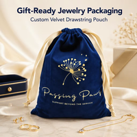 Sac d'emballage cadeau en daim personnalisé avec logo Luda, ensemble d'emballage pour bijoux, boîte pour boucles d'oreilles et colliers pour petites entreprises, pochette en velours avec cordon