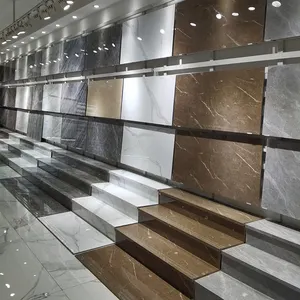 Nouvel arrivage de carreaux d'escalier de 480x1200mm, aspect pierre, carreaux de sol en porcelaine de salle de bain polis