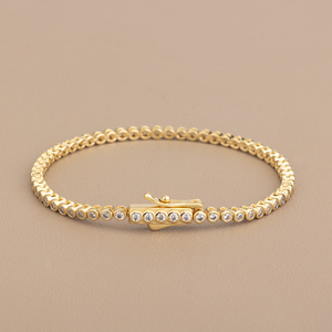 14K 18K altın kaplama bakır kadınlar için klasik elmas çerçeve tenis bilekliği özelleştirmek - Product Image 5