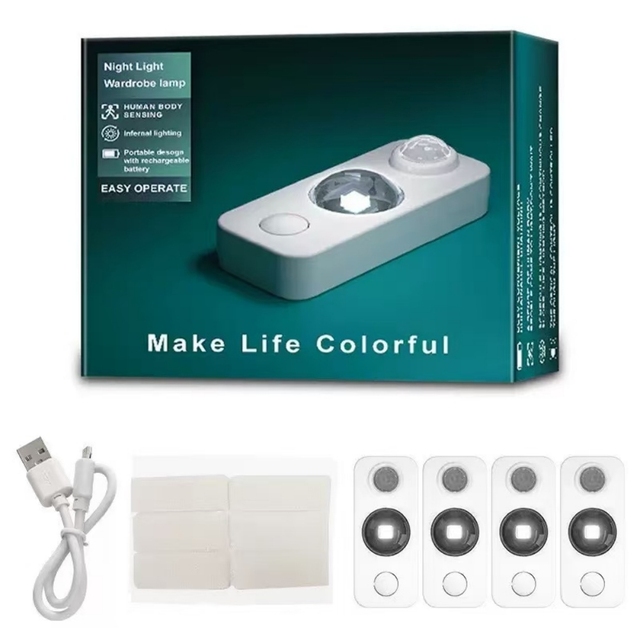 Motion Activated 4 Pack Wireless LED Nightlight Portable Led Night Lamps Under Cabinet Kitchen Light for Bedroom