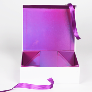 Magnetic Hair Box Customize Wig Hair Box Factory Magnetic White Boxes Custom Logo Apparel Folding Packaging Wig Hair Extensions Satin With Ribbon Box For Luxury Product