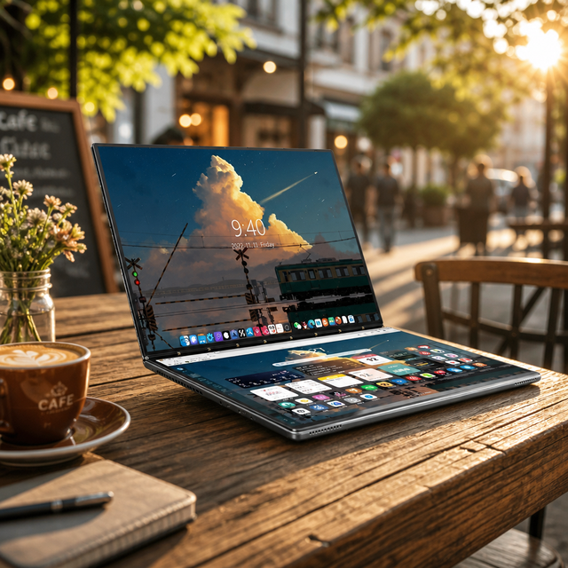 New Dual Screen Foldable Business Laptop 16 Inch Touch Display I5-12450H Quad Core SSD Windows 11 Pro Metal English US in Stock