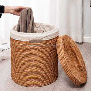 Rattan Storage <b>Laundry</b> <b>Basket</b> Clothing <b>Basket</b> Handmade <b>Wicker</b> Storage Blanket Rattan Organize Bin - Product Image 5