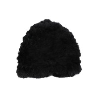 Bonnet tricoté en mélange de peluche noire pour femme, chaud, couleur unie, style urbain, idéal pour l'hiver et l'automne, parfait pour les sorties, les voyages et le shopping, ajustement confortable