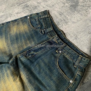 Fabricant de jeans, logo personnalisé, jeans en denim taille haute, jeans vintage lavés, jeans super baggy épais pour hommes - Product Image 3