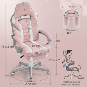 Chaise De Course Rose Réglable En Hauteur Capacité De 150kg Fauteuil De <span class=keywords><strong>Bureau</strong></span> Ergonomique Chaise De <span class=keywords><strong>Bureau</strong></span> Exécutif En Cuir PU Avec Repose-pieds - Product Image 2