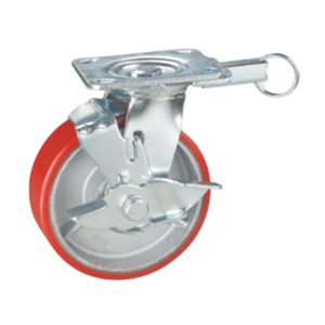 Qualité supérieure Pu + Fer Fonte Roulette Double Roulements À Billes Frein Pivotant Robuste Utilisation Industrielle - Product Image 2