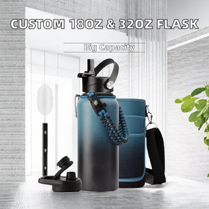 Bouteille d'eau sport isotherme classique personnalisée en acier inoxydable de 40 oz à large ouverture, double paroi sous vide, plusieurs couvercles 24-36 - Product Image 2