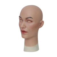Masker Wajah Silikon Buatan untuk Pria Menjadi Wanita, Masker Silikon untuk Pesta, Penutup Kepala untuk Crossdresser dan Drag Queen