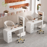 Table moderne en bois en cuir noir pour les ongles bureau équipement de salon de beauté de luxe table de manucure avec tiroirs et collecteur de poussière