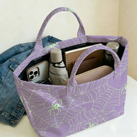 Sac fourre-tout en PVC transparent imperméable à l'eau, motif Cœur d'Halloween, style Jelly Bag, sac de plage, pochette, sac à main à nœud, sac de rangement