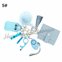 Porte-clés d'alarme de protection personnelle pour femmes Bracelet perlé Porte-carte Portefeuille Porte-clés Accessoires Ensemble de porte-clés d'autodéfense