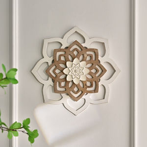 Nouveautés : Décoration murale rustique en bois MDF découpé au laser, motif floral sculpté, pour salon et intérieur moderne - Product Image 1