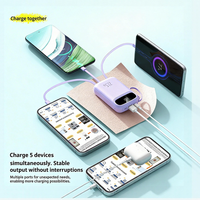 Banco de Energía Portátil con Pantalla Digital, Carga Rápida PD de 22.5W, 10000mAh, 4 Cables de Carga Integrados, Diseño con Cordón USB