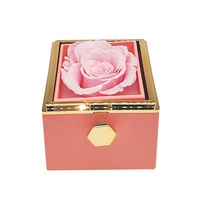 Bloemen Valentijnsdag Eeuwige Rode Rozen Sieradendoosje Ge conserveerde Echte Rozen Bloemen Met Sieradendoosje en Acryl Sieradendoosje