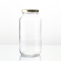 25oz 750ml Bocaux cylindriques en verre à large ouverture pour spaghetti et pâtes avec couvercles tournants de 70mm