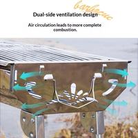 Barbecue d'extérieur au charbon de bois en acier inoxydable, moderne et minimaliste, épaissi, pliable, sans fumée, coupe-vent, antirouille, détachable