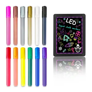 gesso marcatori lavagna vernice Suppliers-Pennarelli per gesso liquido fluorescente personalizzati da 4mm per lavagna a LED