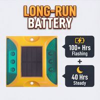 Borne de signalisation routière solaire commerciale, boîtier ABS PC, œil de chat réfléchissant, LED clignotante avec longue autonomie de batterie