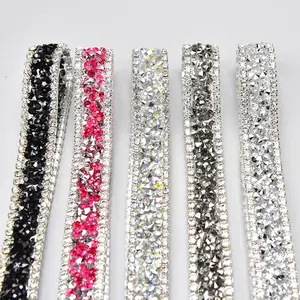 1.5Cm Hot Fix Hars Strass Tape Trim Bling Strass Kristallen Ketting Lint Strip Iron Op Trouwjurk Riem Schoenen Tassen