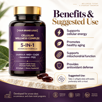 Suplemen Urolithin a OEM Grosir dengan NAD+ Resveratrol CoQ10 PQQ 5-in-1 Softgels Kapsul Softgels Urolithin a untuk Kesehatan