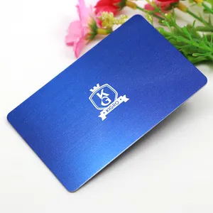 Customized Hot Silver Logo Printed Blue Plastic Brushed PVC Business Cards