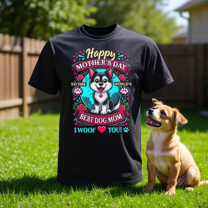 Joyeuse fête des mères pour la meilleure maman de chien du monde, t-shirt I Woof You - Product Image 3