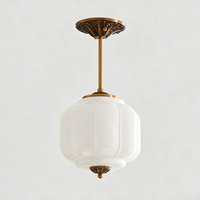 Lámpara Colgante Vintage de Cristal Blanco con Forma de Calabaza, Latón Tallado, Ahorro de Energía, Estilo Retro, Certificación ETL/CE, para Comedor, Dormitorio, Cafetería