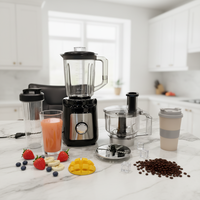 3-in-1 Voedselprocessor & Blender Mixer Grinder Draagbaar voor Thuis & Hotelgebruik 1000W Dubbele Oververhitting Bescherming Roestvrijstalen Mes