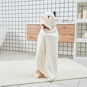 Asciugamani da Bagno per Bambini in Microfibra, <span class=keywords><strong>Accappatoio</strong></span> con Cappuccio in Pile Corallo con Disegni Cartoon - Product Image 1