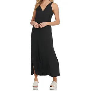 Frauen kleider Neuheiten Leinen Langes Schwarzes Kleid Ärmelloses Abendkleid Für Frauen Elegant